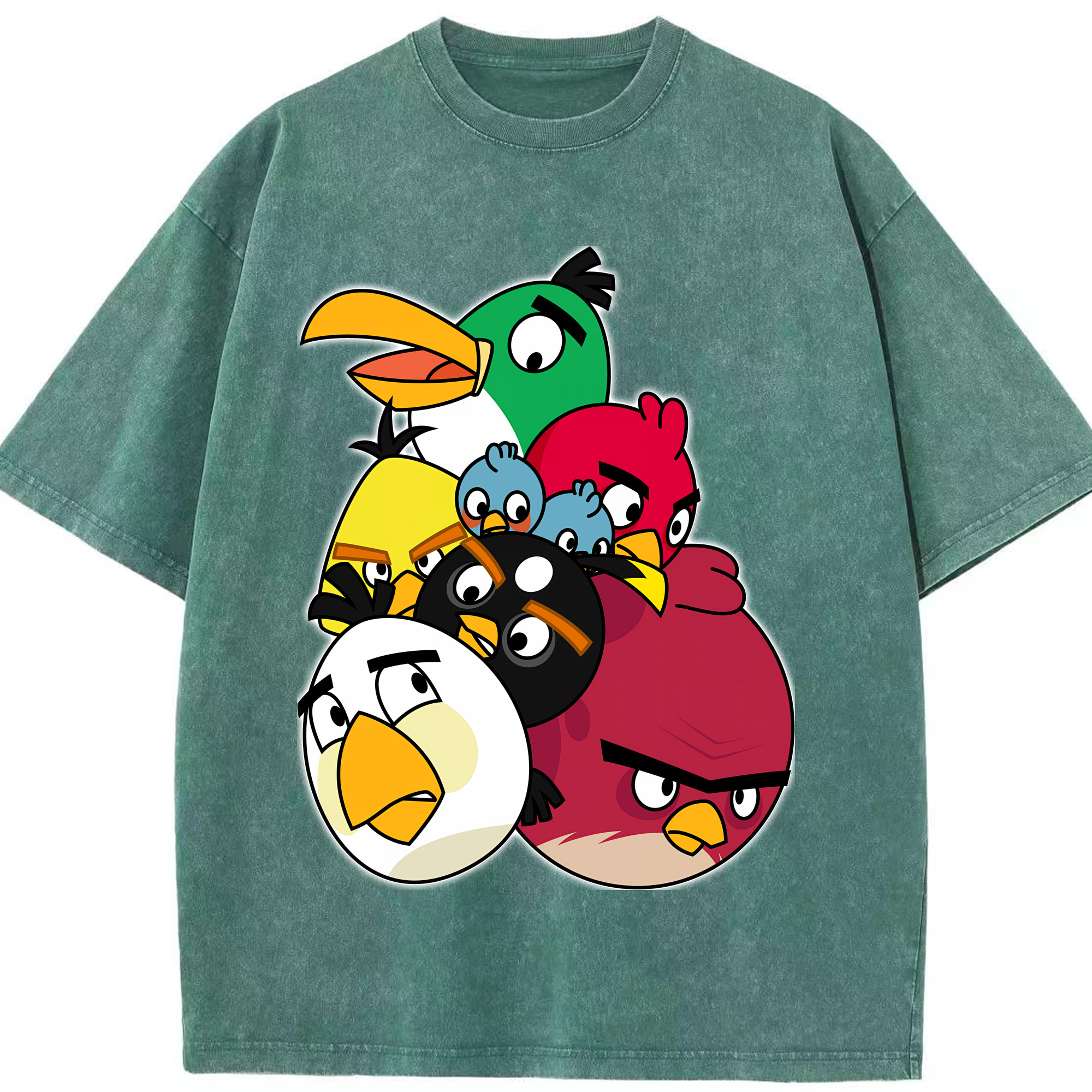 （画像用） Angry Birds アングリーバード 綿100% ヴィンテージ風 半袖Tシャツ（フロントプリント）